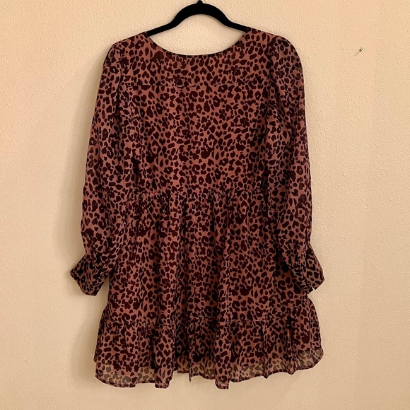 Lulus Rock It Out Brown & Black Leopard Print Babydoll Dress - Picture 3 of 3